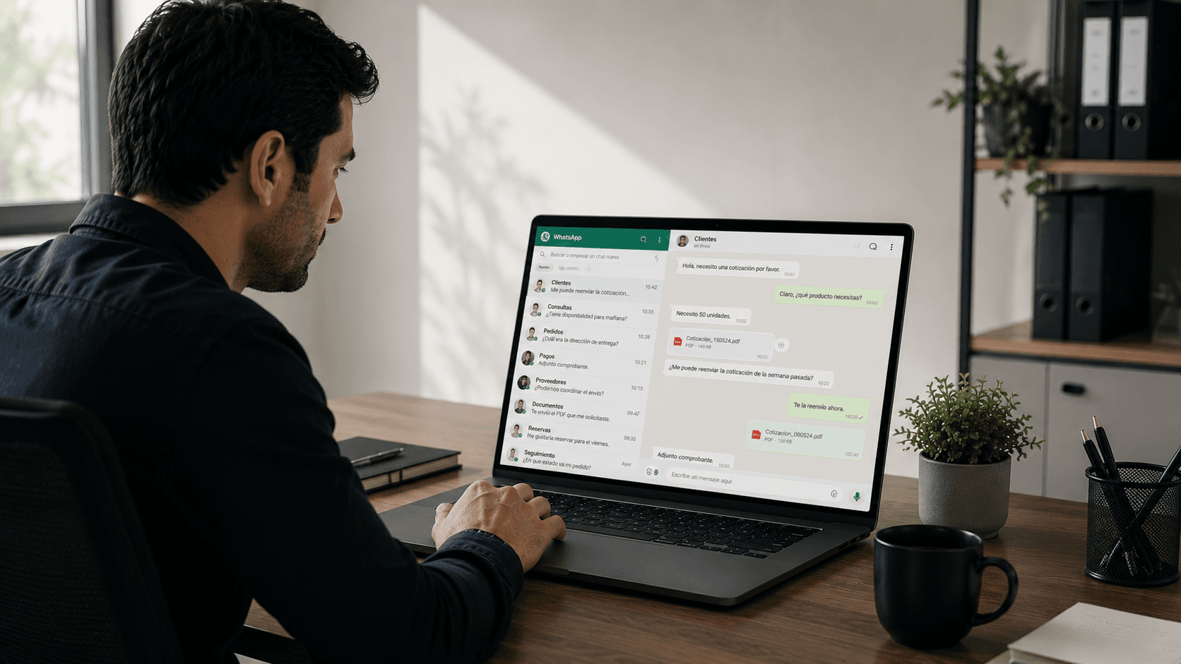 Múltiples chats de WhatsApp abiertos